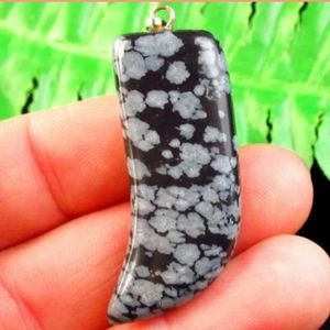 New Natural Snowflake Obsidian Horn Pendant